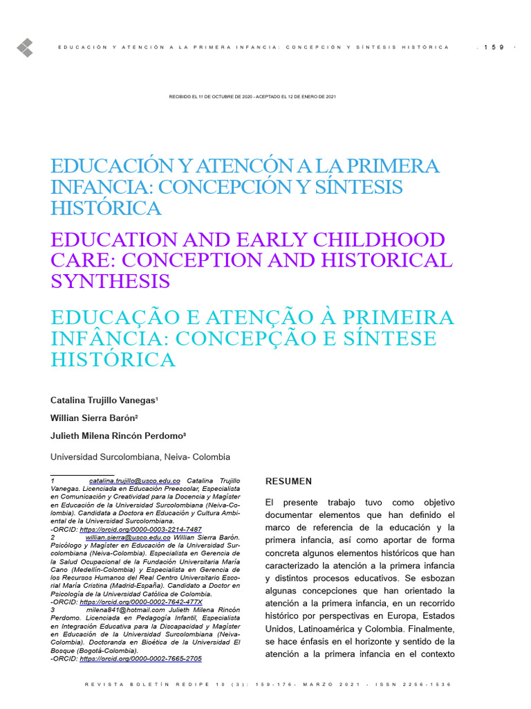 Historia de la Educación en la Primera Infancia | PDF | Educación de la ...