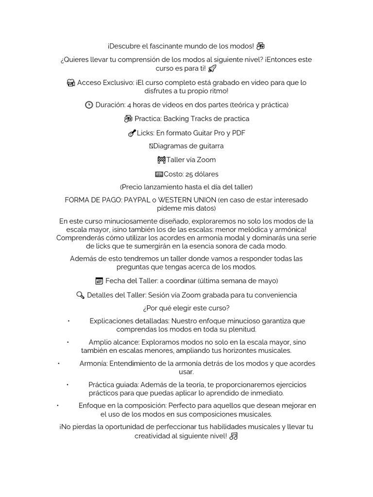 Curso de Modos Musicales en Guitarra | PDF