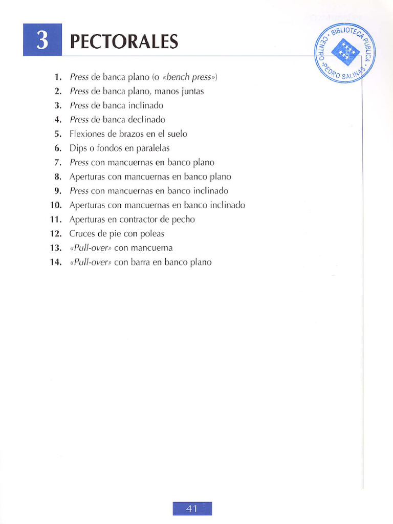 46 - Lista de Ejercicio de Pectorales | PDF