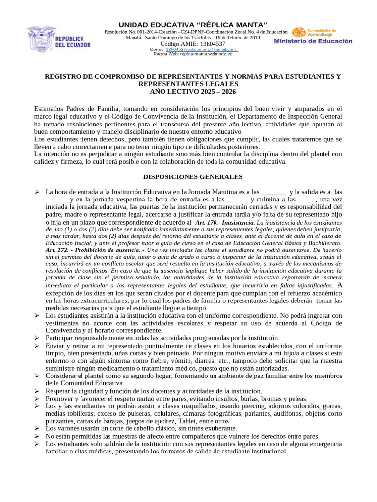 Normas y Compromisos Educativos 2025-2026 | PDF | Escuelas | Salón de ...