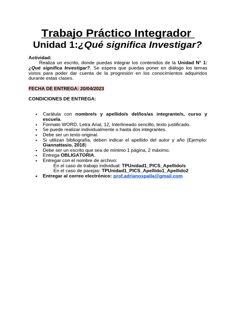 Trabajo Práctico Integrador: Investigación | PDF