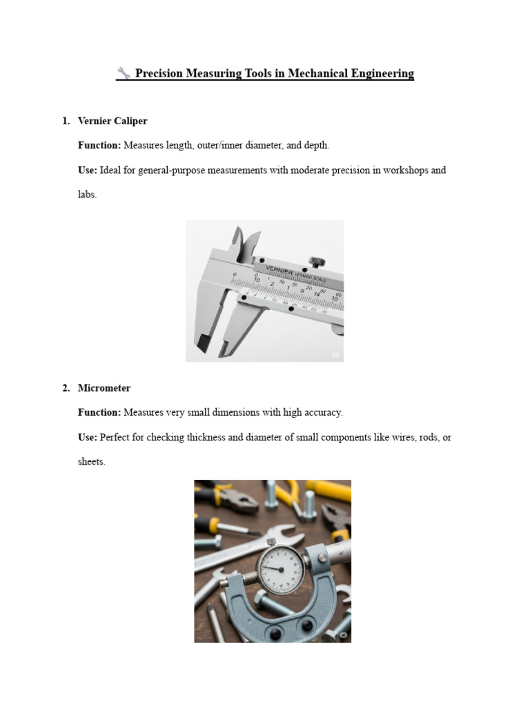 Precision Measuring Tools Overview | PDF | Tools