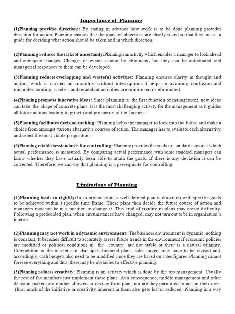 Limitations of Planning Explained | PDF | Creativity | Economies