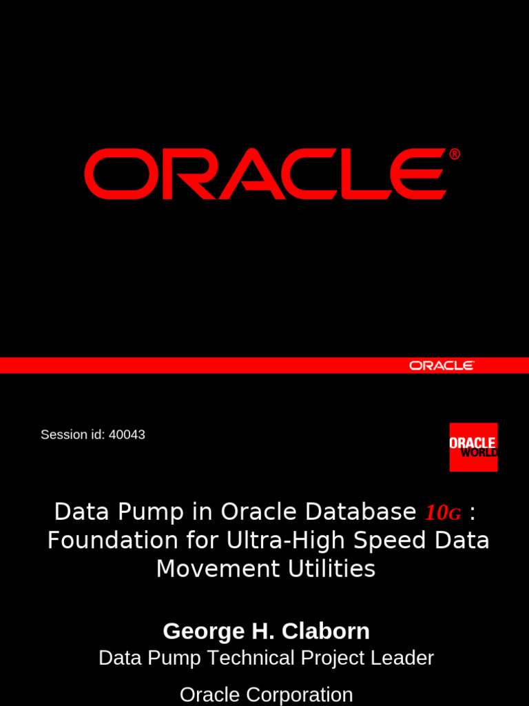 Oracle Data Pump Overview and Features | PDF | Metadata | Databases