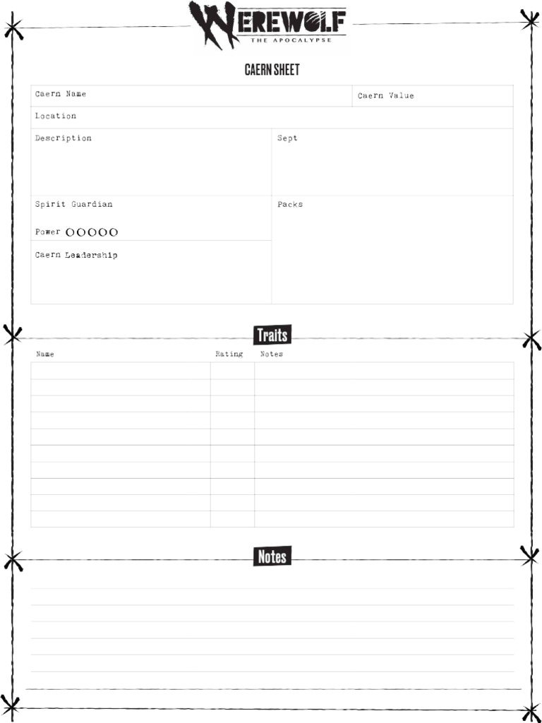 W5 Caern Sheet | PDF