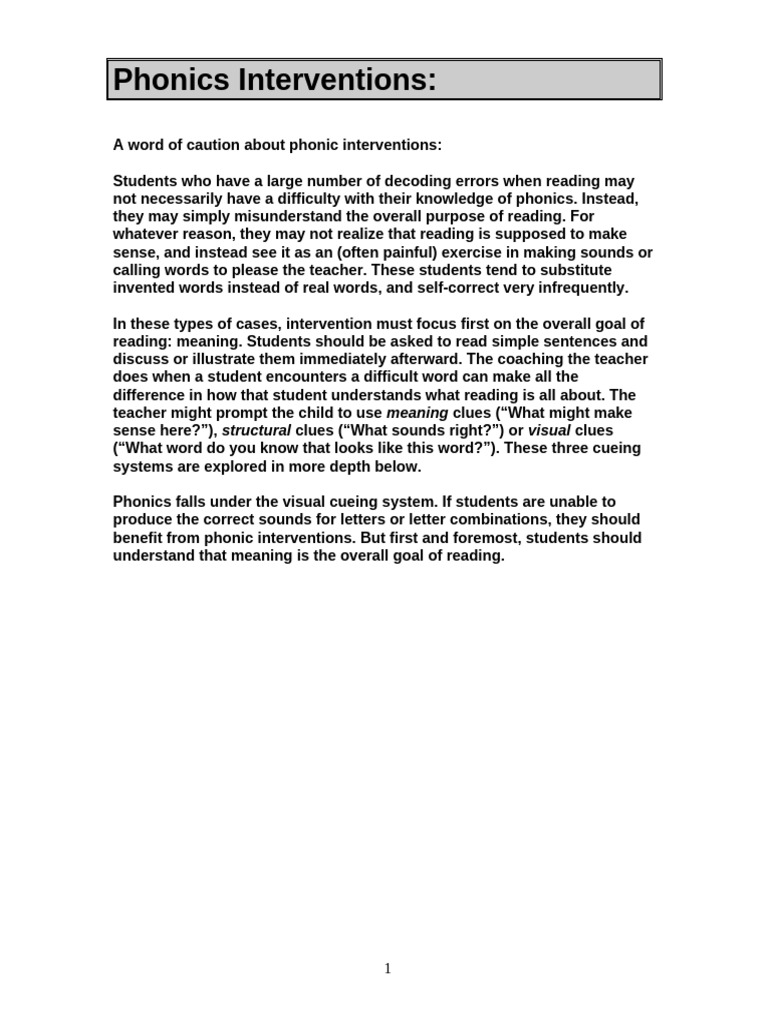 Effective Phonics Interventions Guide | PDF | Phonics | Linguistics