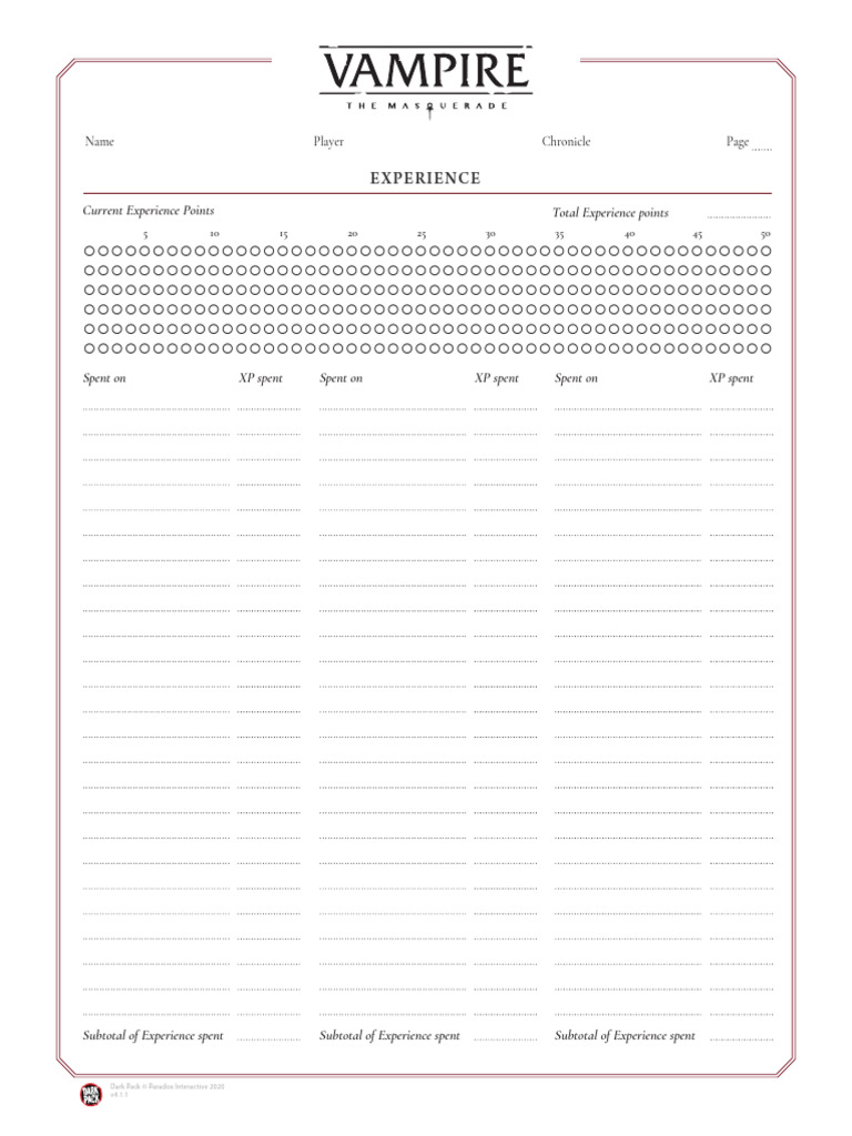 VtM5e ENG Extra Experience MINI | PDF