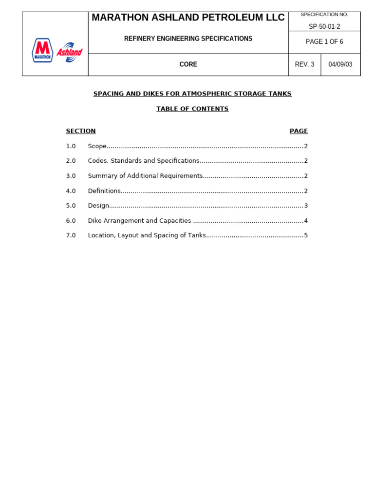 Storage Tank Dike Design Specifications | PDF | Storm Drain | Oil Refinery