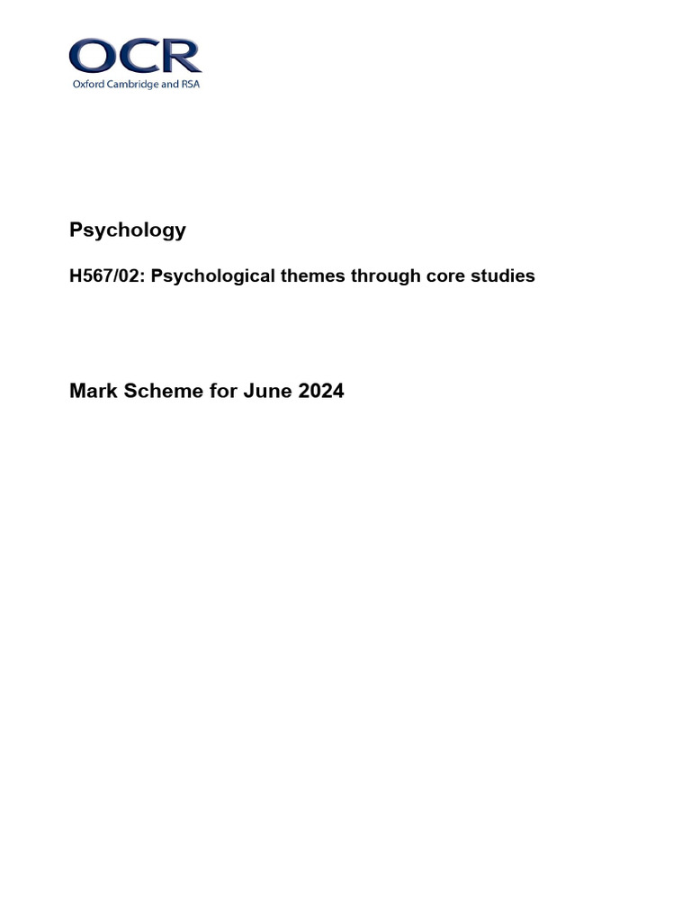 Mark-scheme_-June-2024-H567_02 | PDF | Tourette Syndrome | Autism