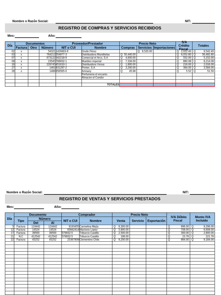 Registro de Compras y Ventas Detallado | PDF | Factura | Economias