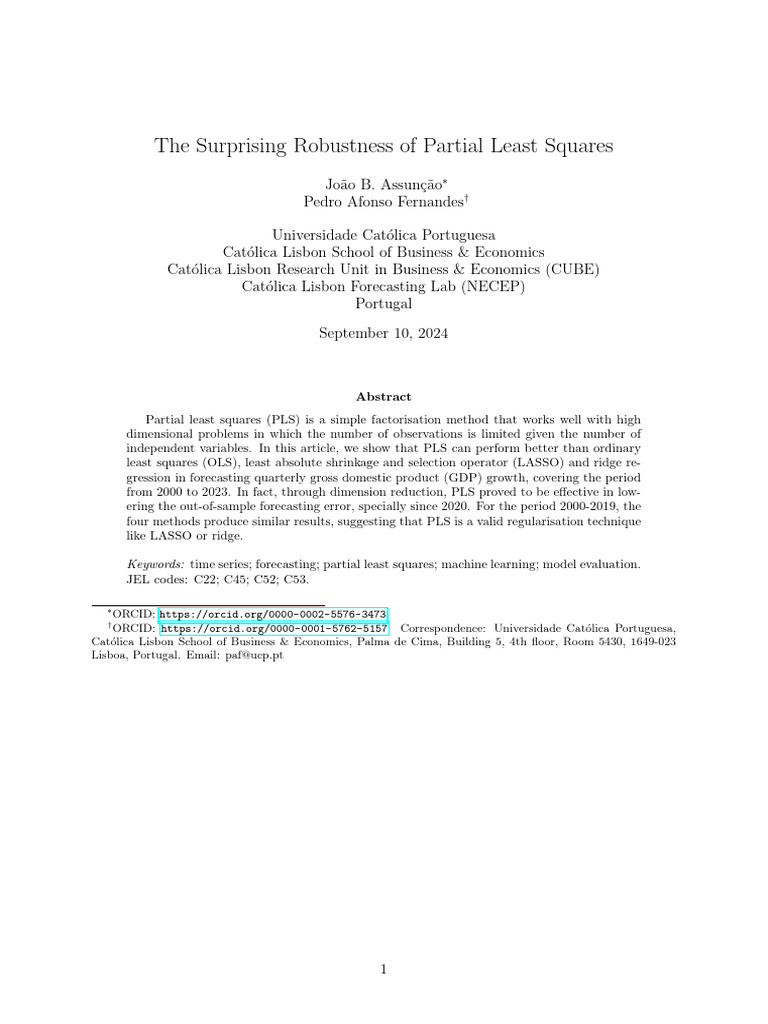 Robustness of Partial Least Squares in GDP Forecasting | PDF | Ordinary ...