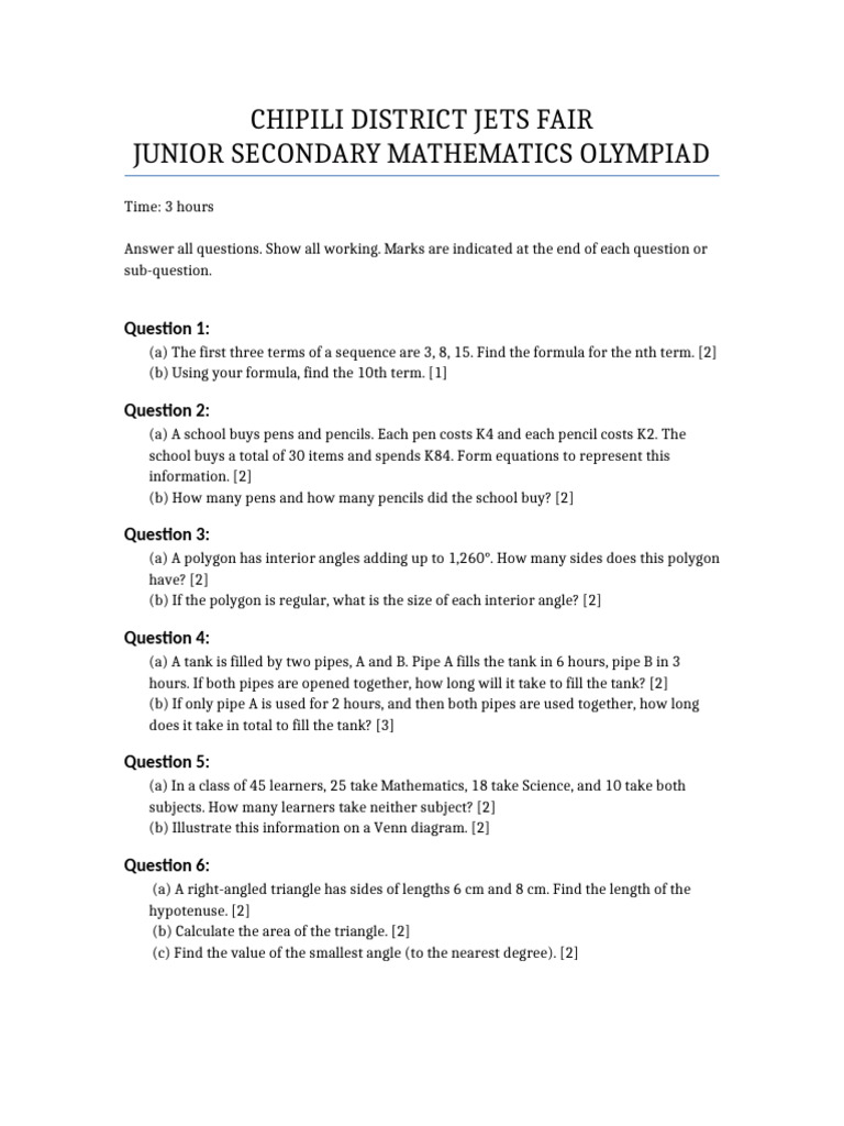 Economic Problems in Math Olympiad | PDF | Area | Elementary Mathematics