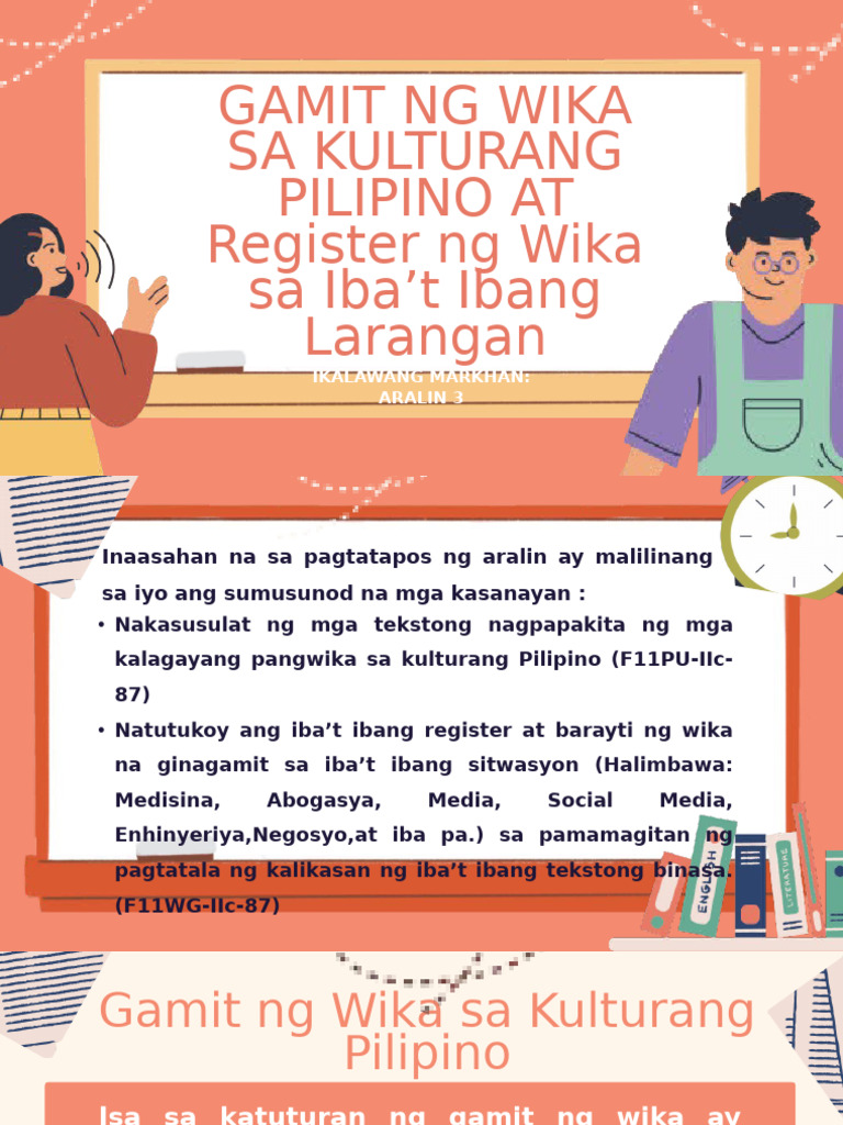 KOMPAN Aralin 3 Gamit NG Wika Sa Kulturang Pilipino Register NG Wika Sa ...
