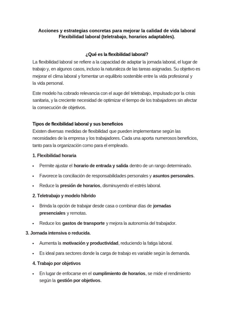 Acciones y Estrategias Concretas para Mejorar La Calidad de Vida ...