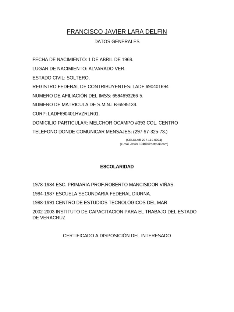 Francisco Javier Lara Delfin | PDF