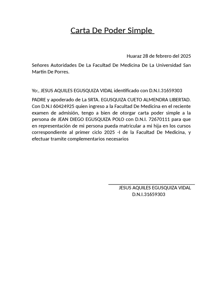 Carta de Poder Simple | PDF