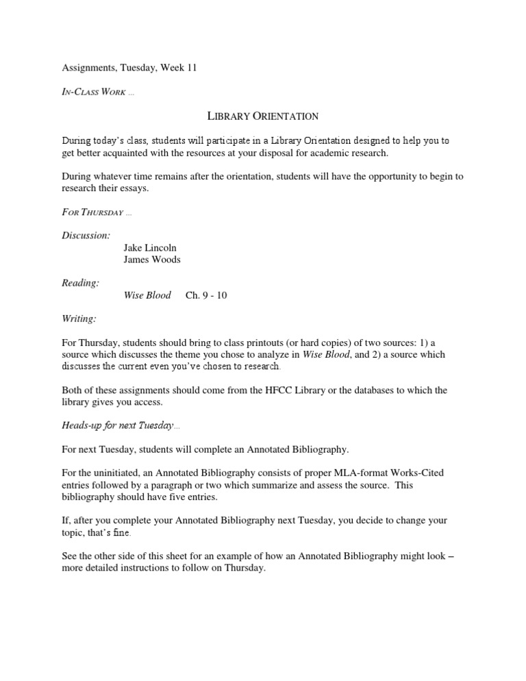 Week 11 Library Orientation & Assignments | PDF