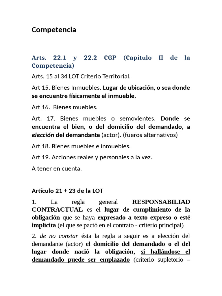 Criterios de Competencia Judicial en Derecho | PDF | Ley procesal ...