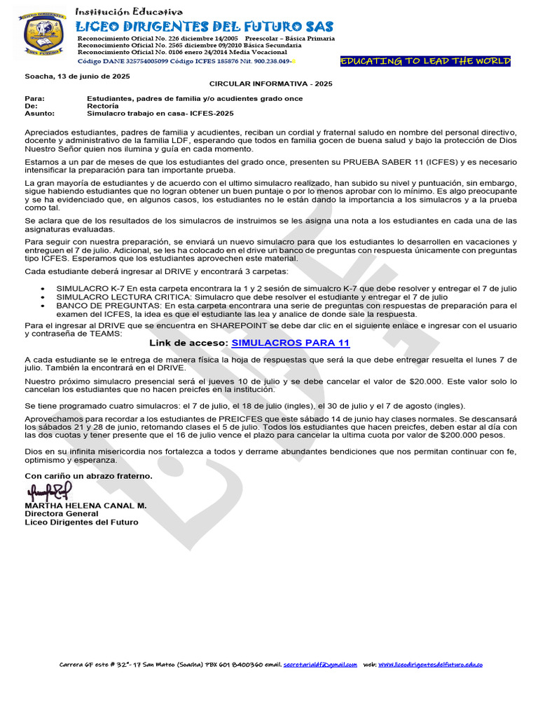 Simulacro ICFES 2025 para Grado Once | PDF