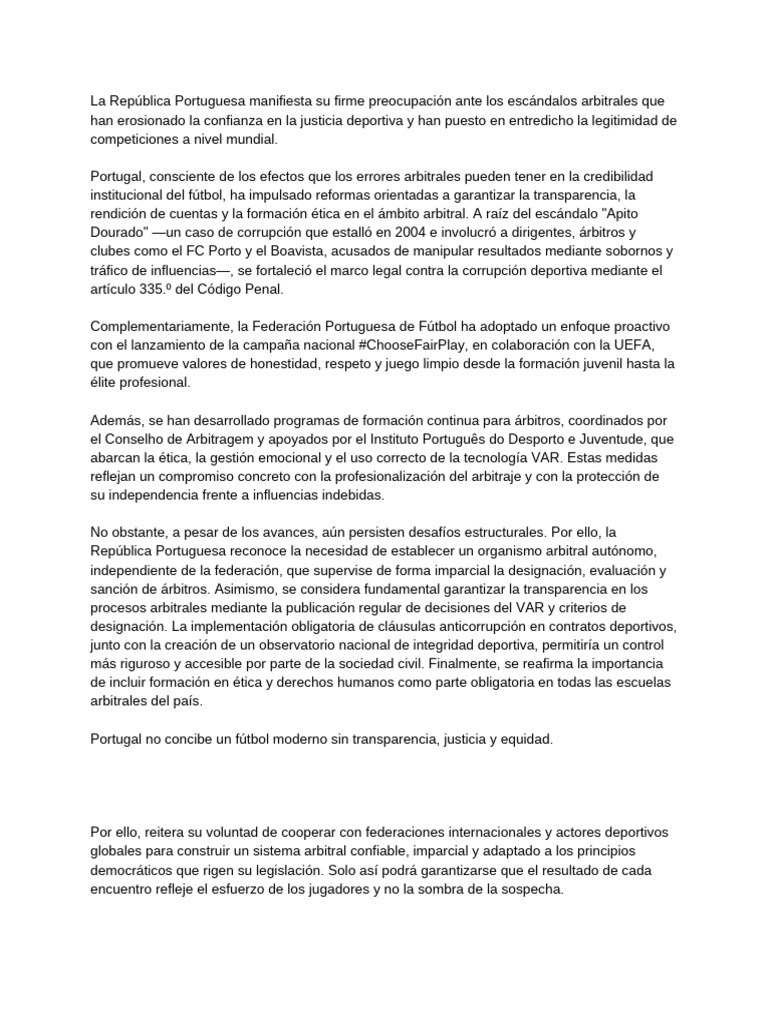 Portugal y la lucha contra la corrupción arbitral | PDF | Corrupción ...