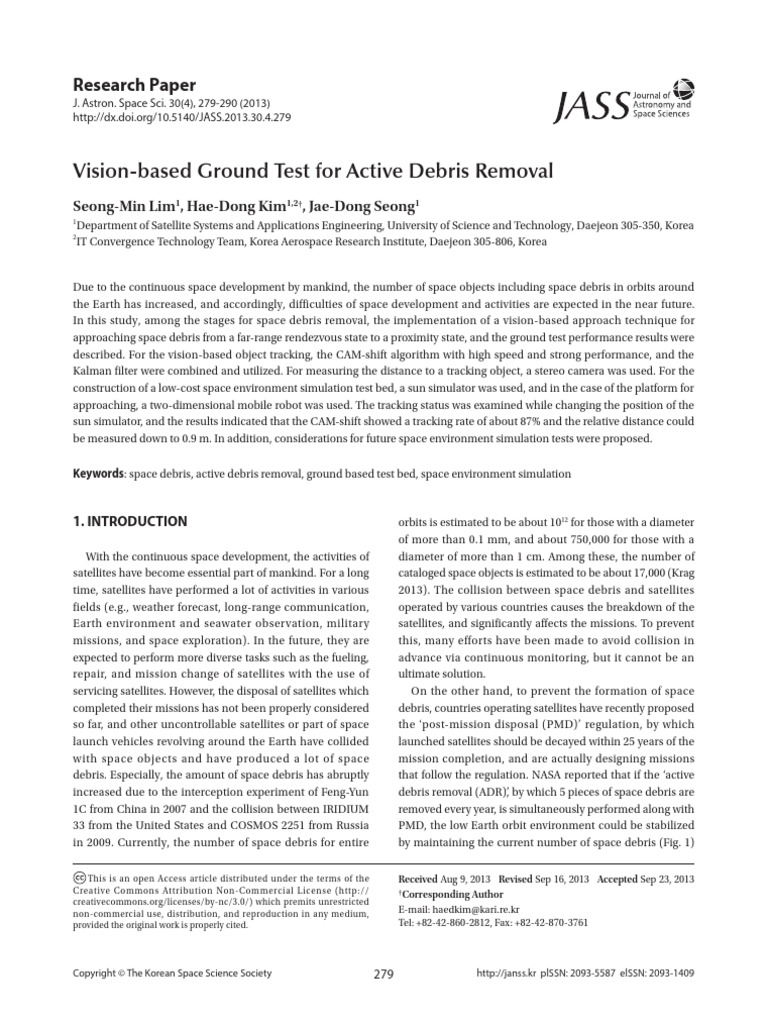 Vision-Based Ground Test For Active Debris Removal | PDF | Space Debris ...