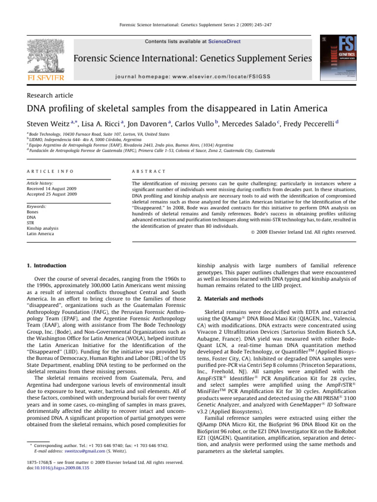 DNA Profiling of Skeletal Samples From T | PDF | Dna Profiling ...
