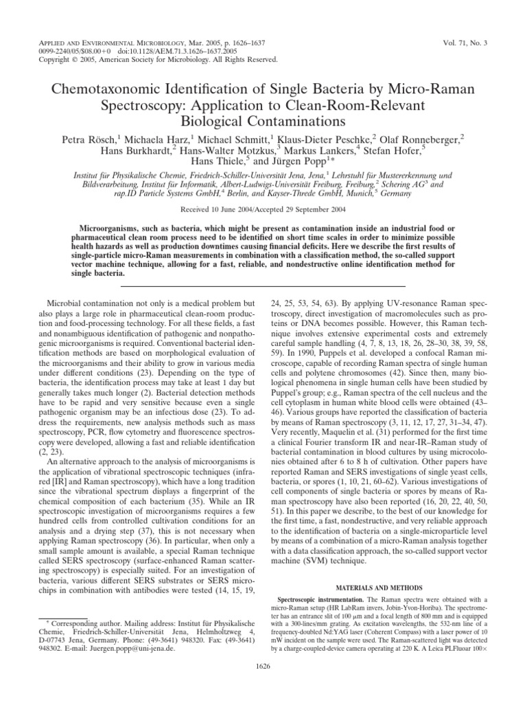Bacterial Identification via Micro-Raman Spectroscopy | PDF | Support ...