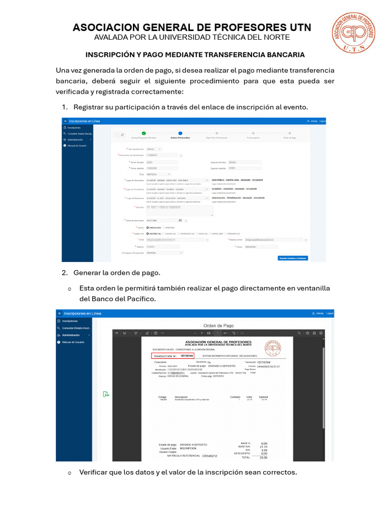 Instrucciones para Pago por Transferencia | PDF