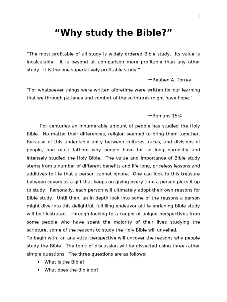 Reasons to Study the Bible Explained | PDF | Eternal Life (Christianity ...