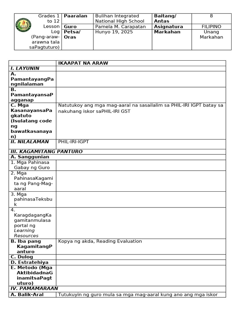 I. Layunin: Learning Resources | PDF