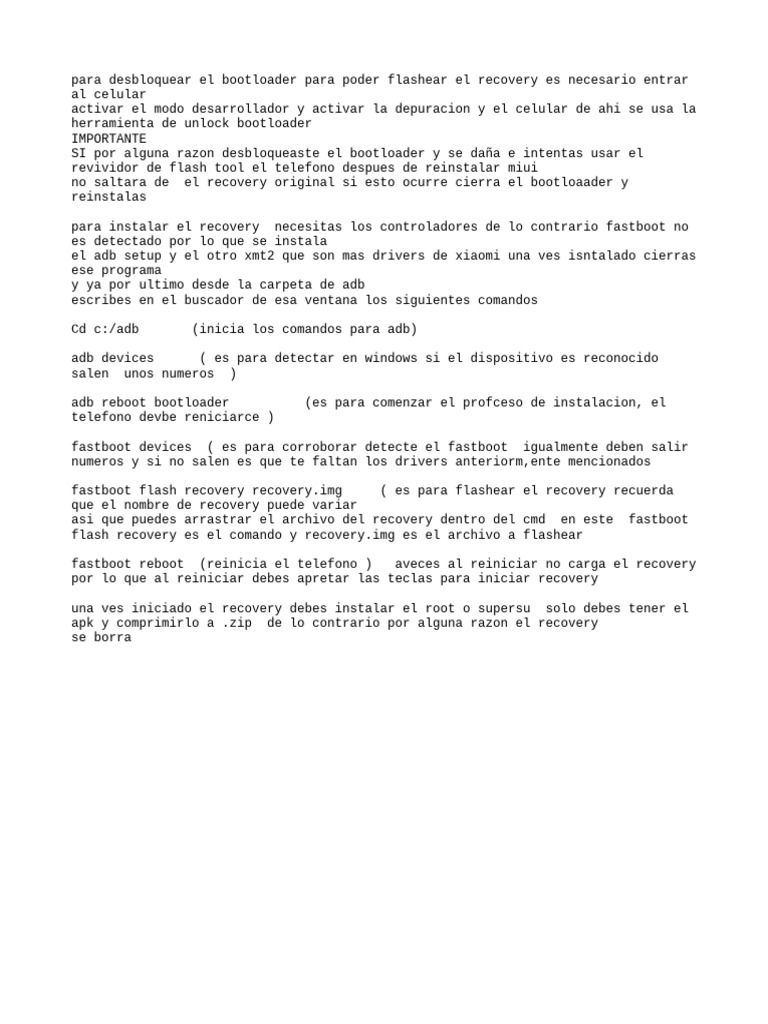 Guía para Desbloquear Bootloader y Flashear Recovery | PDF