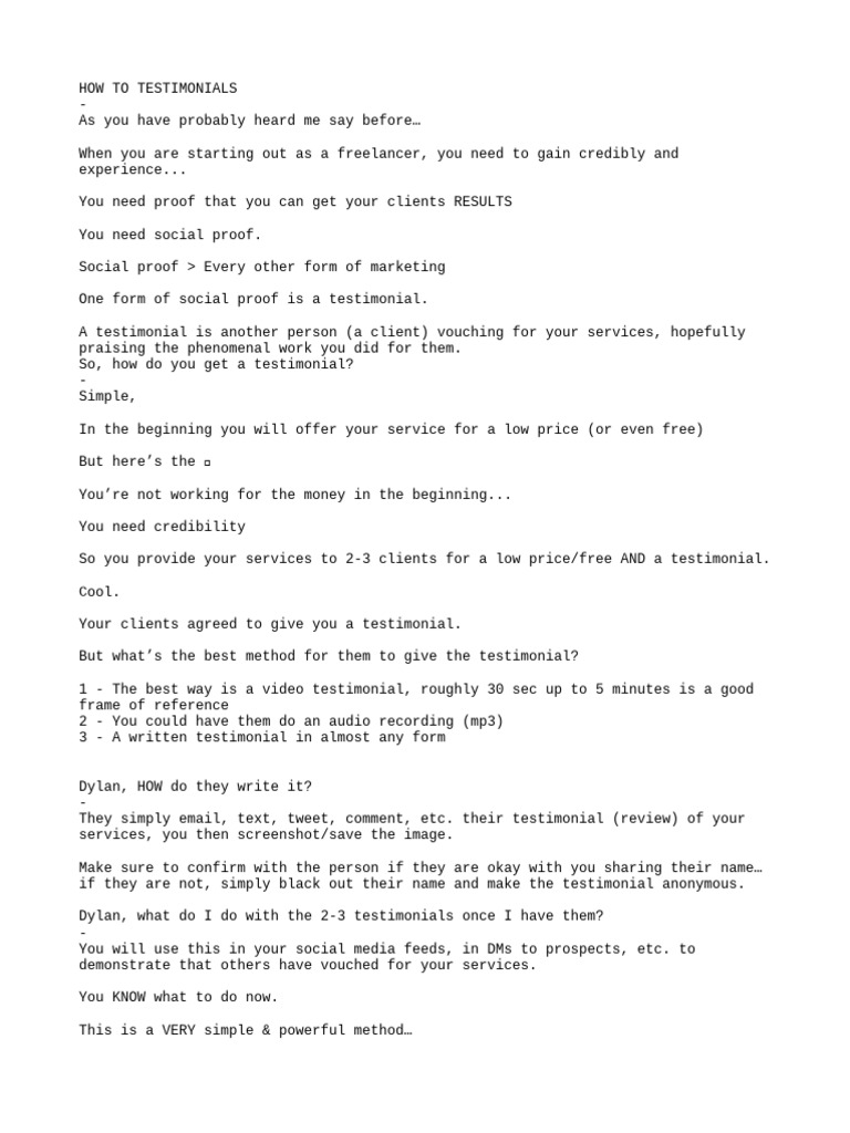 How To Testimonials | PDF