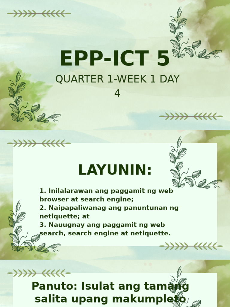 q1 Epp-Ict 5 Week 1 Day 4 | PDF
