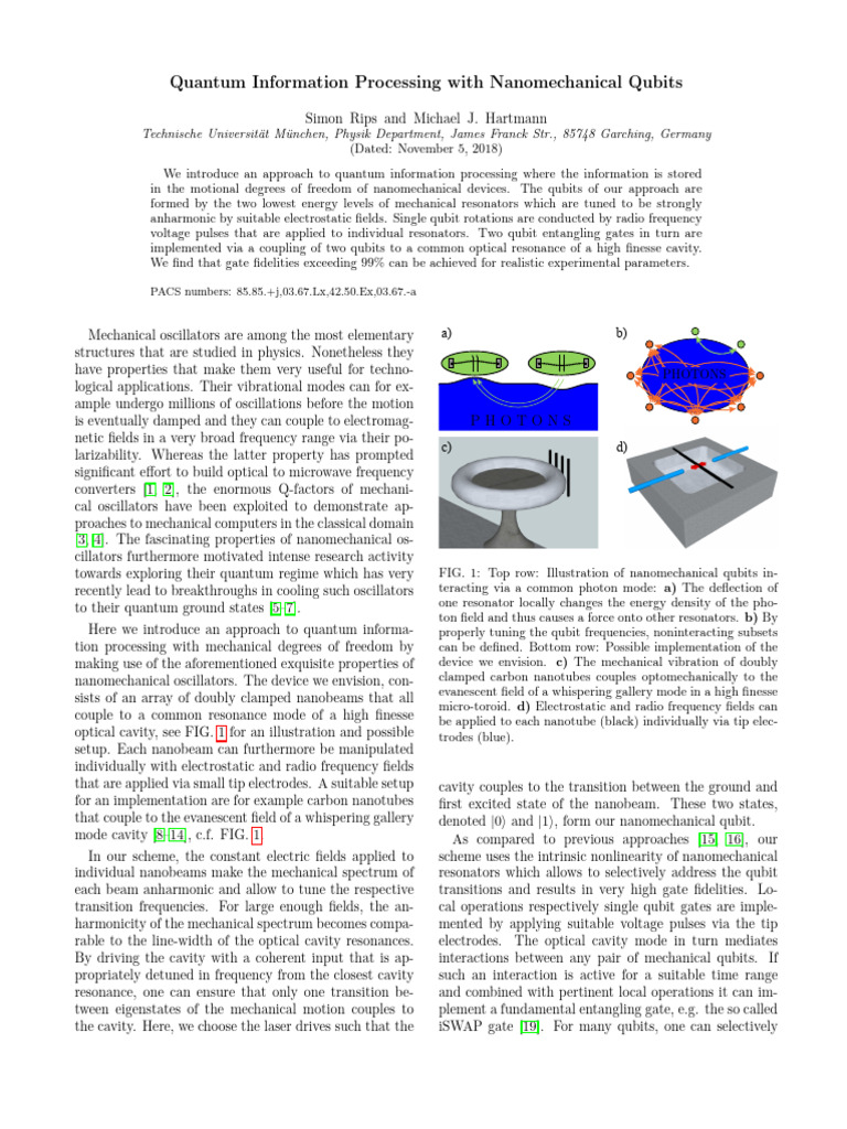 Nanomechanical Qubits for Quantum Processing | PDF | Resonance ...