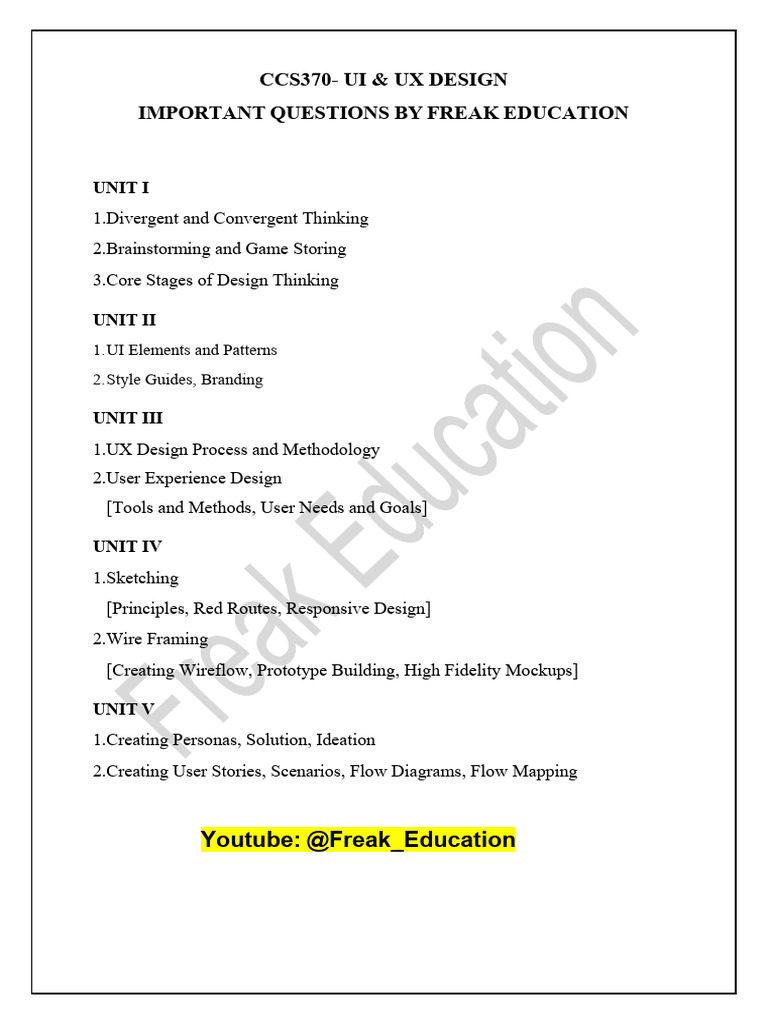 CCS370 - UI and UX Design Important Questions | PDF