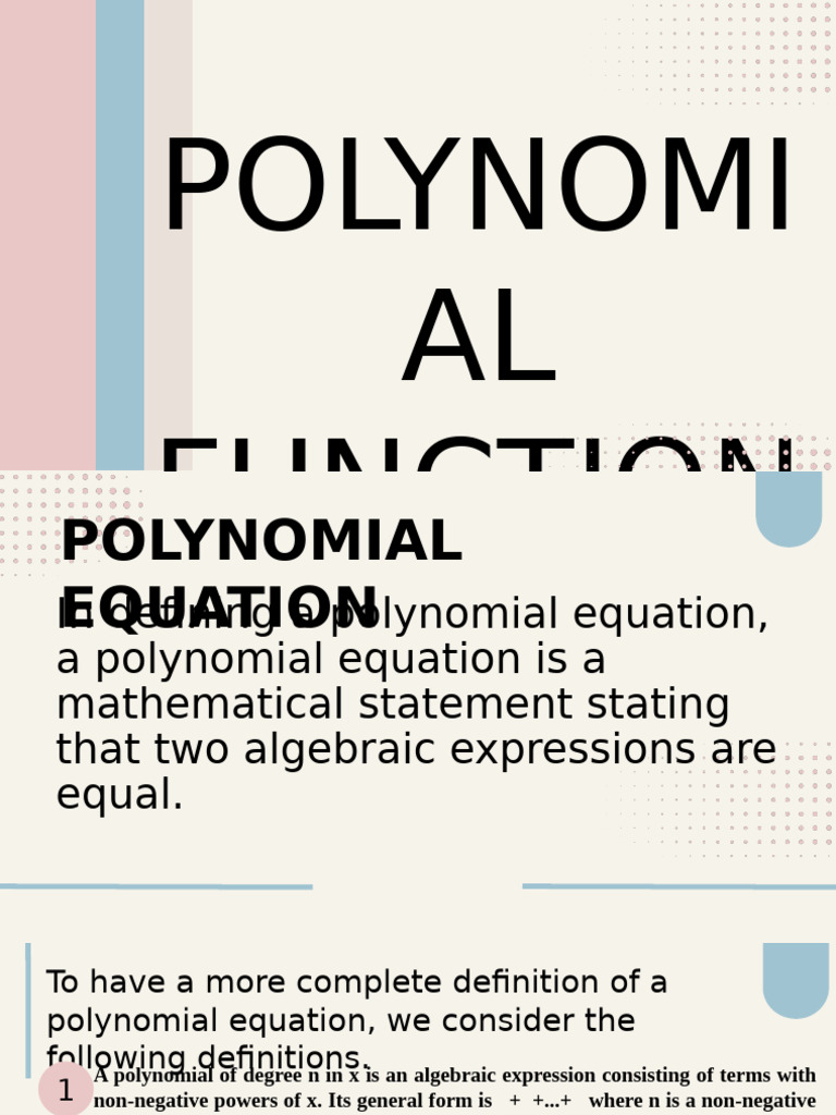 Understanding Polynomial Functions and Equations | PDF