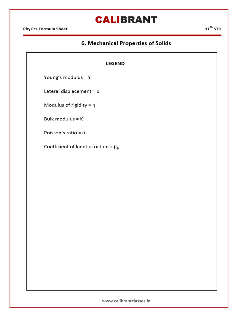 Physics - 6 - Mechanical Properties of Solids | PDF | Young's Modulus ...