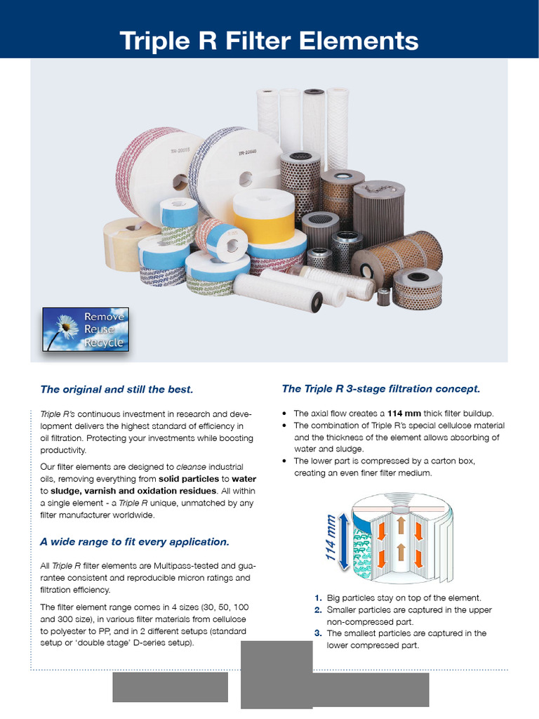 Triple R Filter Elements Overview | PDF | Filtration | Viscosity