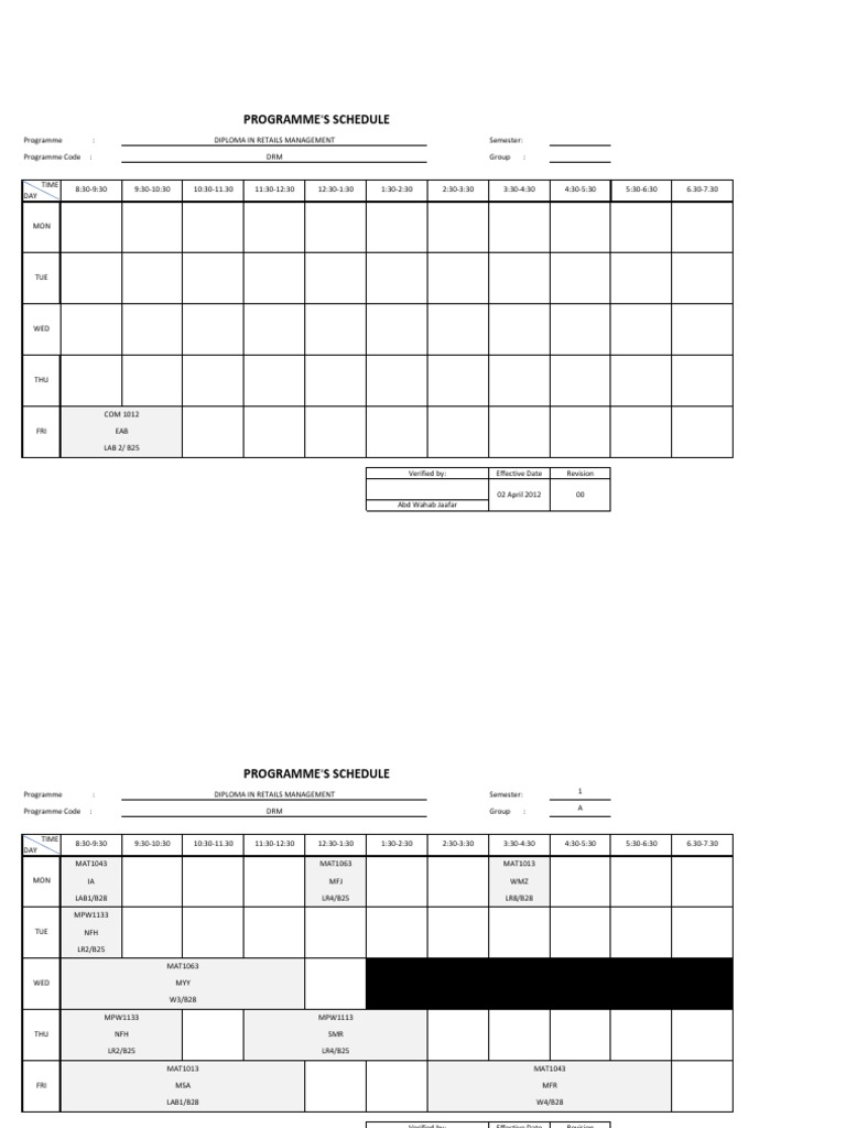Programme'S Schedule | PDF