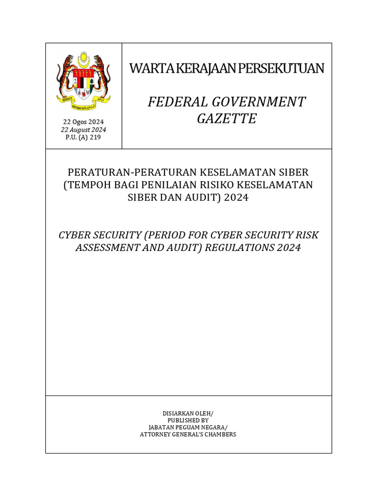 Cyber Security (Period For Cyber Security Risk Assessment and Audit ...