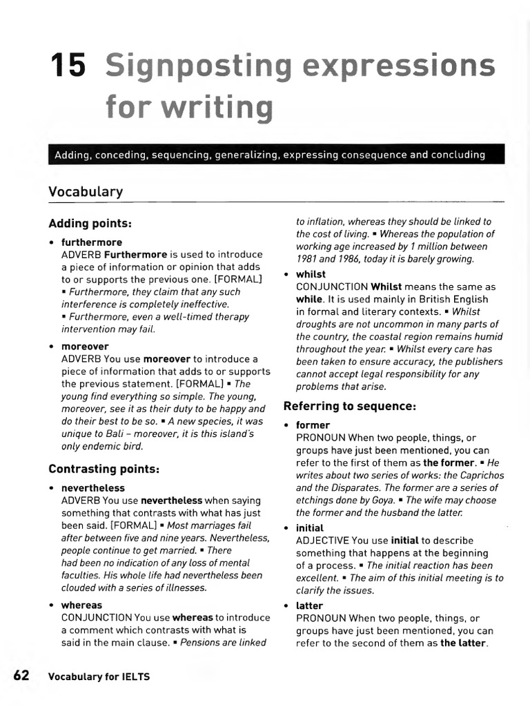 Signposting Expressions for Writing | PDF | Cost Of Living | Linguistics