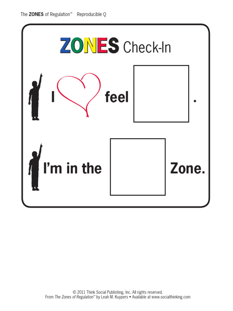 Zones of Regulation Check-In Tool | PDF