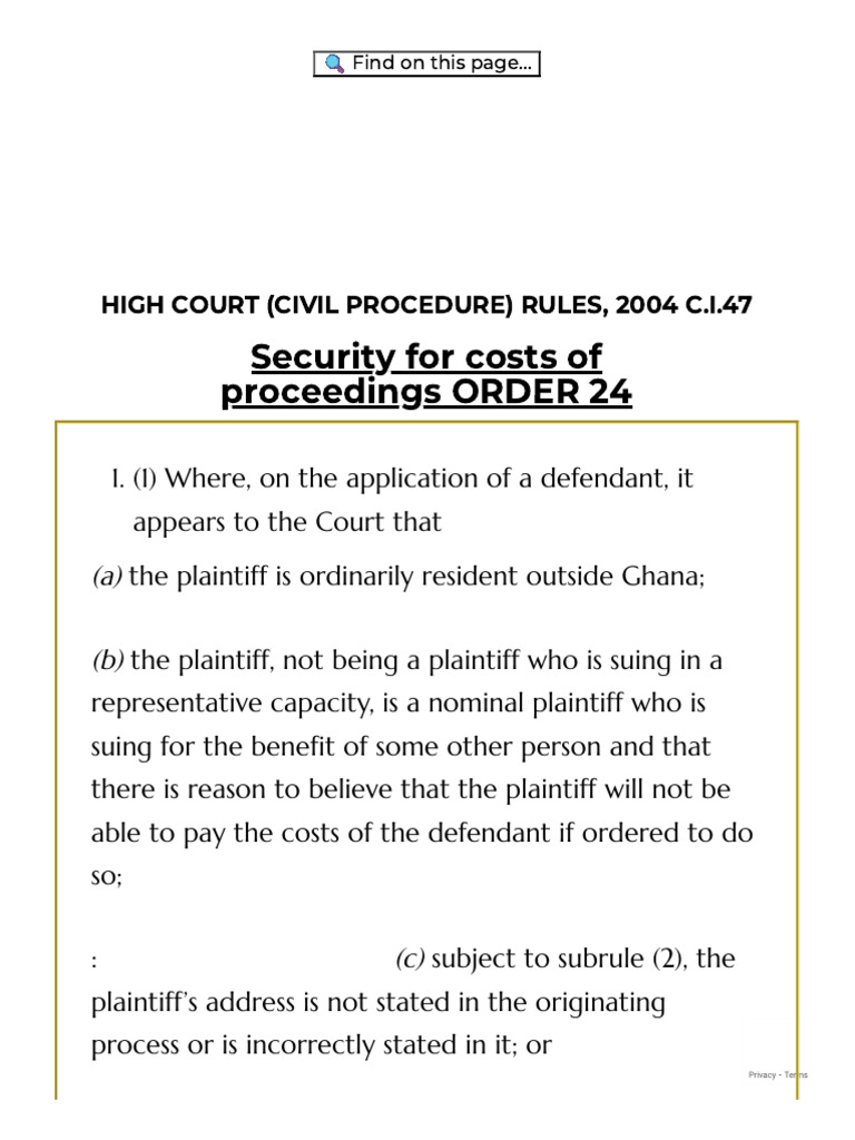 Security for Costs in High Court Proceedings | PDF | Ex Parte | Lawsuit
