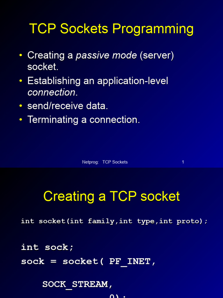 SLIDE04 TCP Sockets Programming 01 | PDF | Data Transmission | Computing