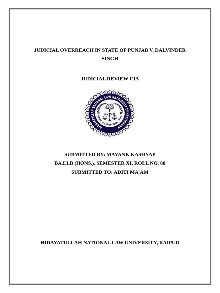 Judicial Overreach in Punjab v. Dalvinder | PDF | Government | Justice