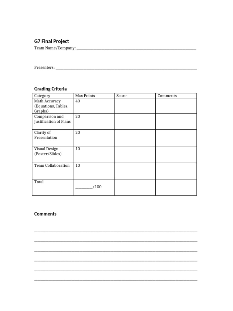 G7 Project Grading Criteria Template | PDF