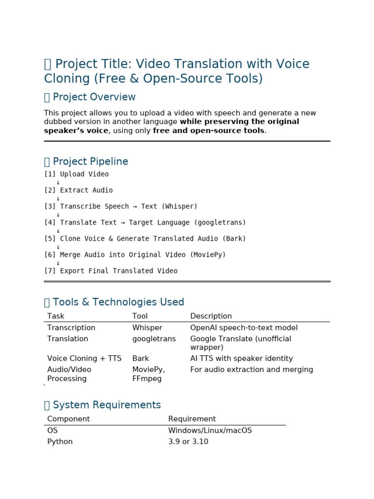 Video Translation with Voice Cloning | PDF | Speech Synthesis ...