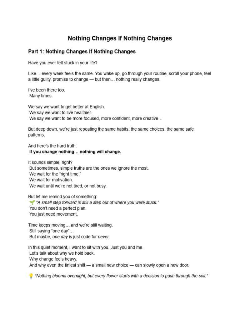 Embracing Change: Small Steps Forward | PDF