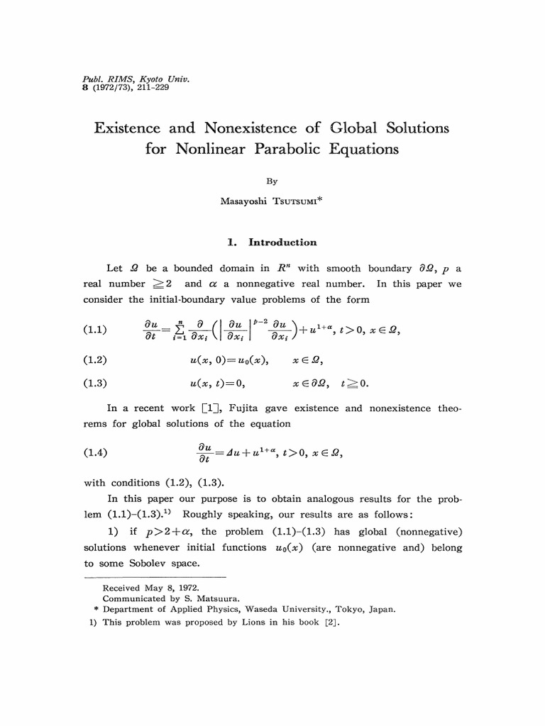 SUTSUMI 1962 - Existence and Nonexistence of Global Solutions For ...