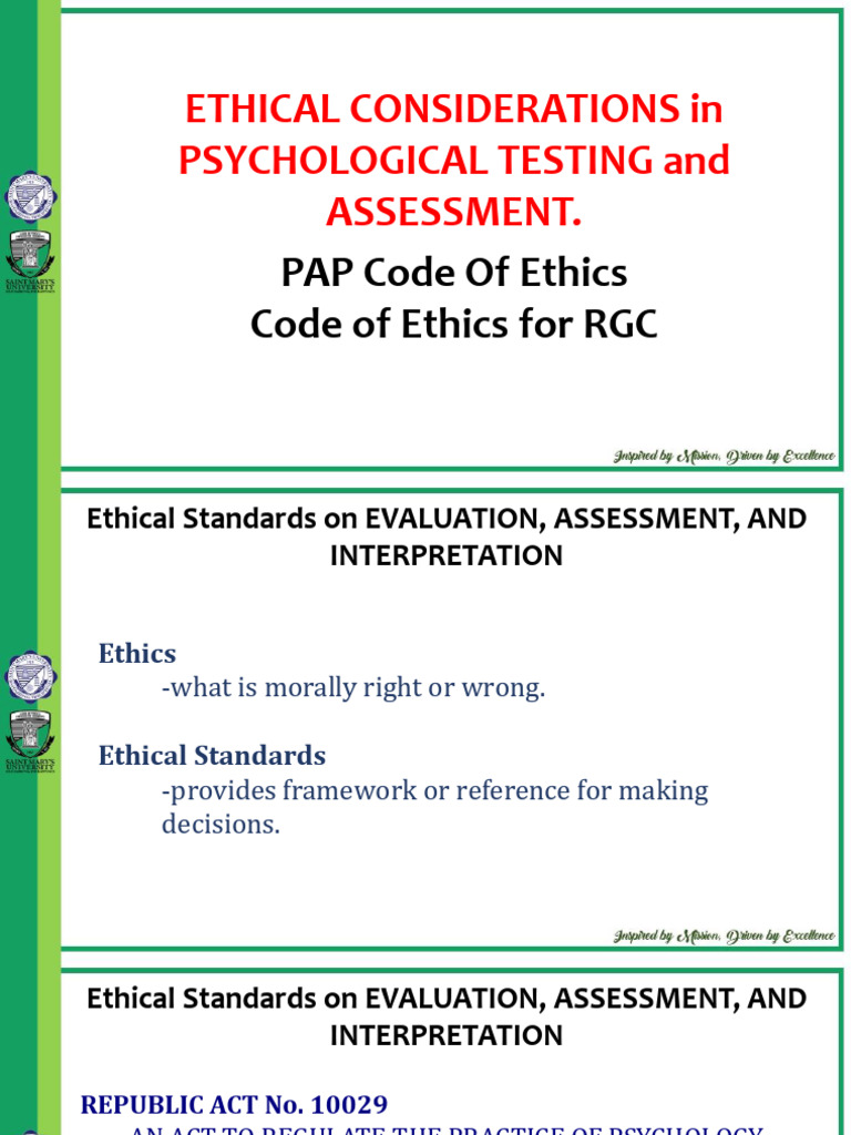 Ethical Standards in Psychological Testing | PDF | Evaluation | Consent